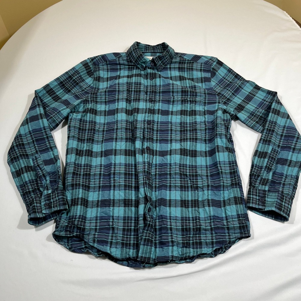 Aeropostale Shirt Mens M Teal Blue Plaid Long Sleeve Cotton Button Down - Picture 2 of 11